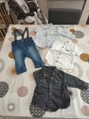 Lot de 3 chemise et 1 pantalon avec bretelles