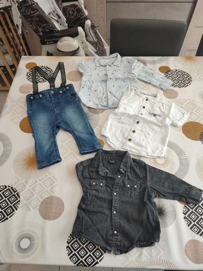 Lot de 3 chemise et 1 pantalon avec bretelles - photo numéro 1