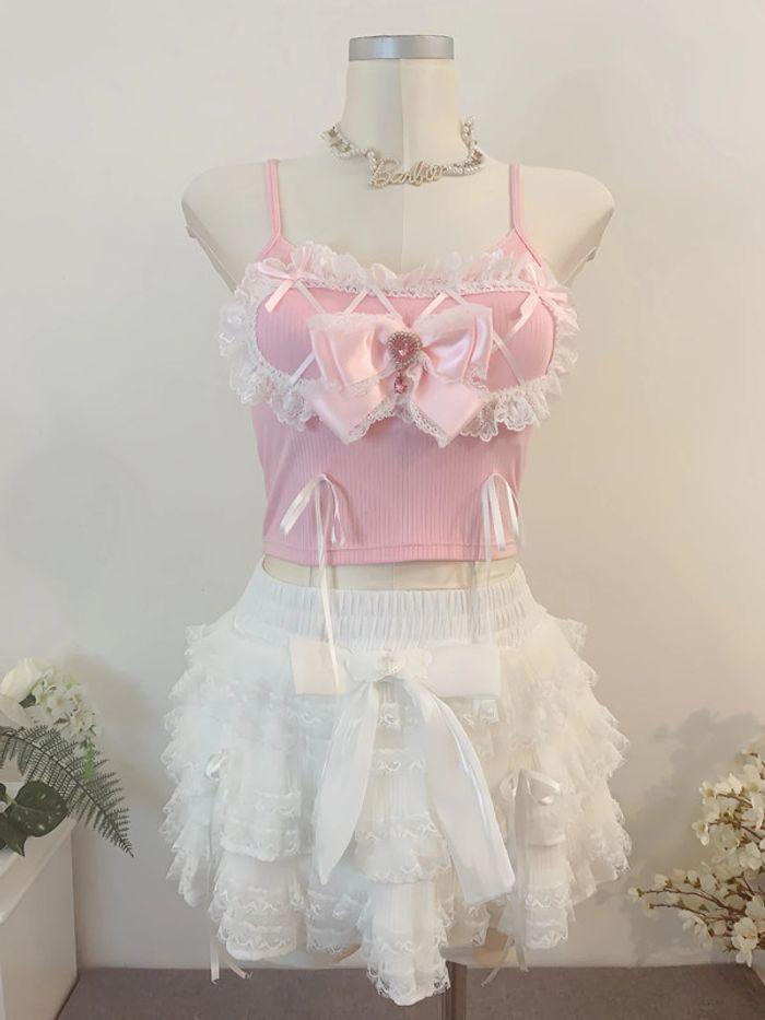 Top débardeur rembourré Barbie Pink Cute Kawaii Manga Anime Cosplay Lolita Princesse - photo numéro 4