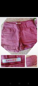 Short jean camaïeu couleur vieux rose foncé taille 34