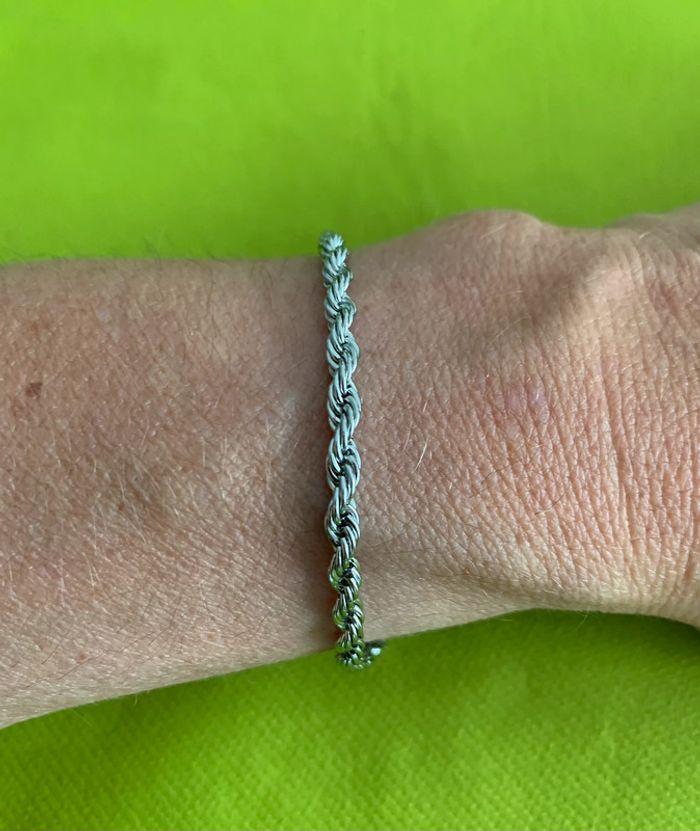 Bracelet chaîne torsadée en acier inoxydable argenté - photo numéro 2