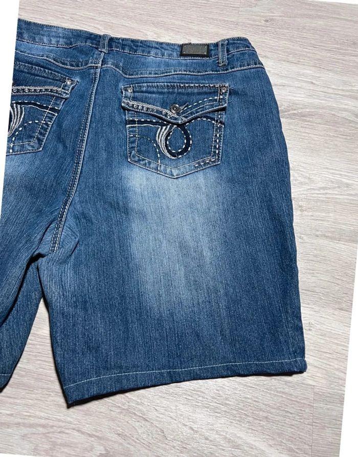 🩳 Short vintage brodé hip hop en jean Bleu Taille XL 🩳 - photo numéro 13