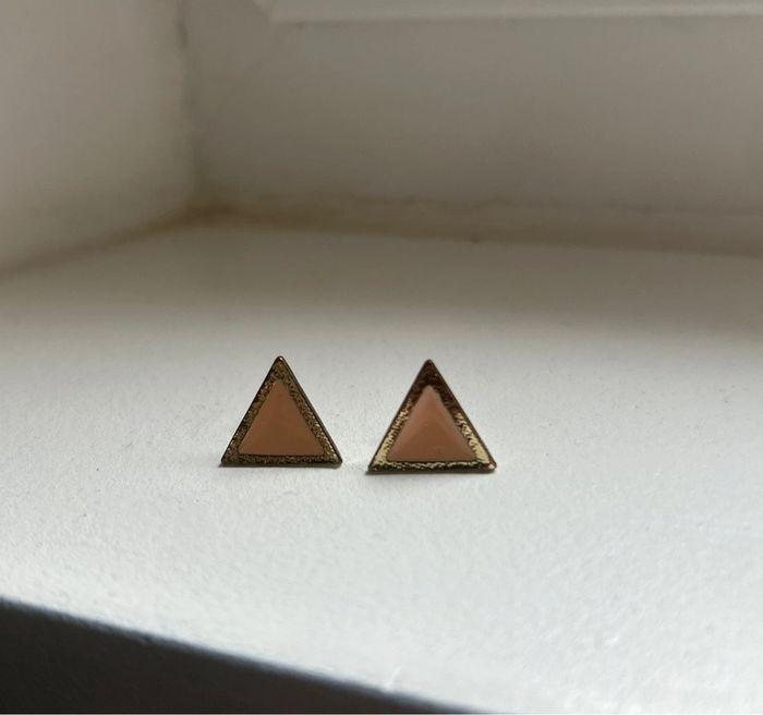 Boucles d’oreilles triangles doré saumon - photo numéro 1