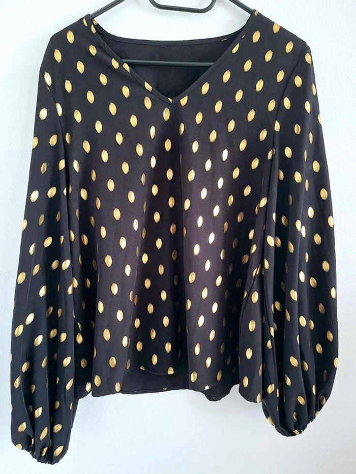 blouse manches longues pois dorés Shein - photo numéro 1