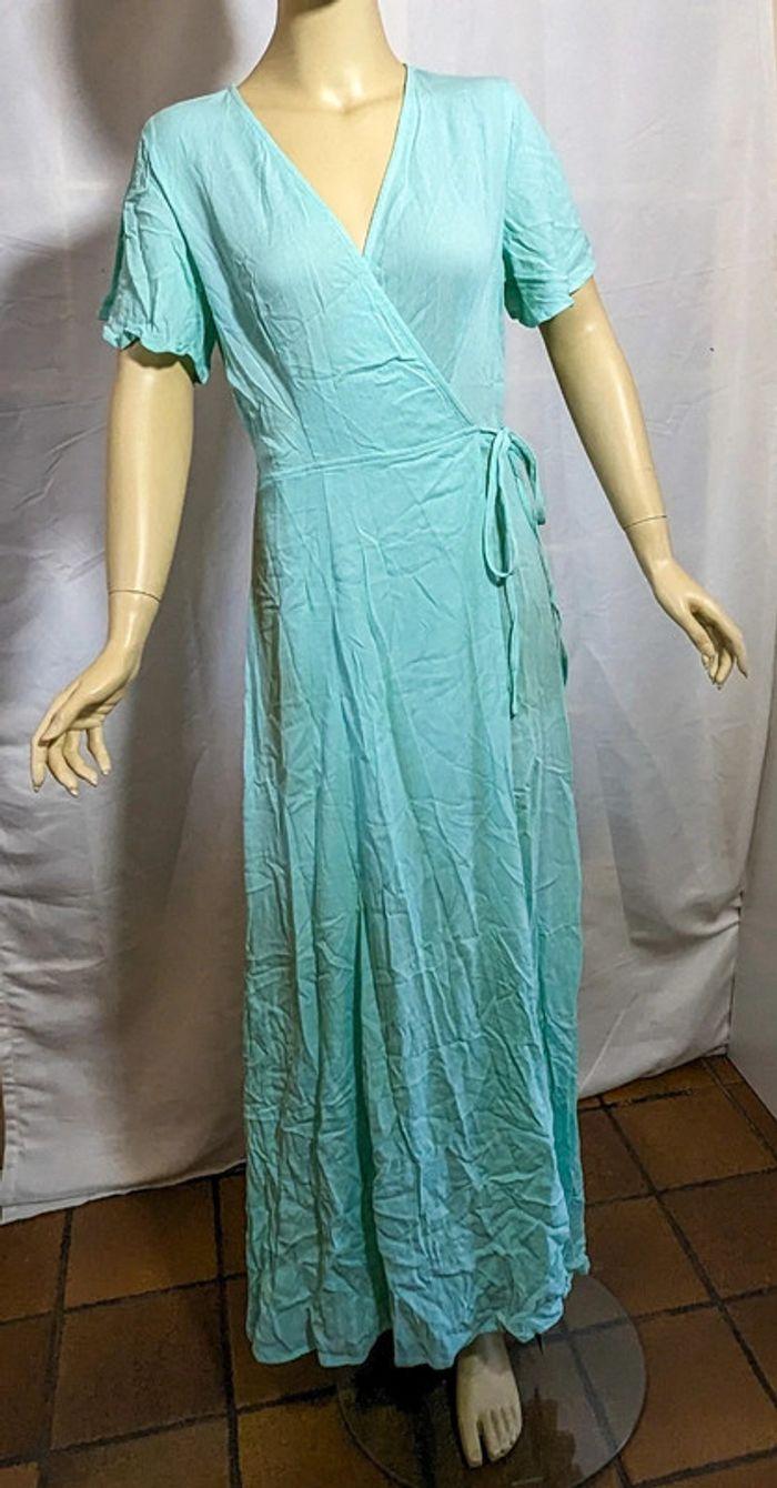 Robe longue à col surplis Menthe Taille M - photo numéro 1