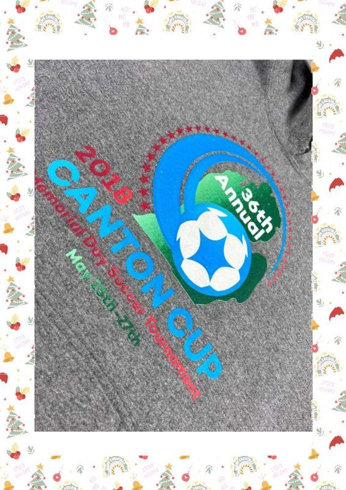 👕 Sweat à capuche University Rare Vintage y2k 90s 2000s Memorial Day Soccer 2018 Gris Taille M 👕 - photo numéro 9