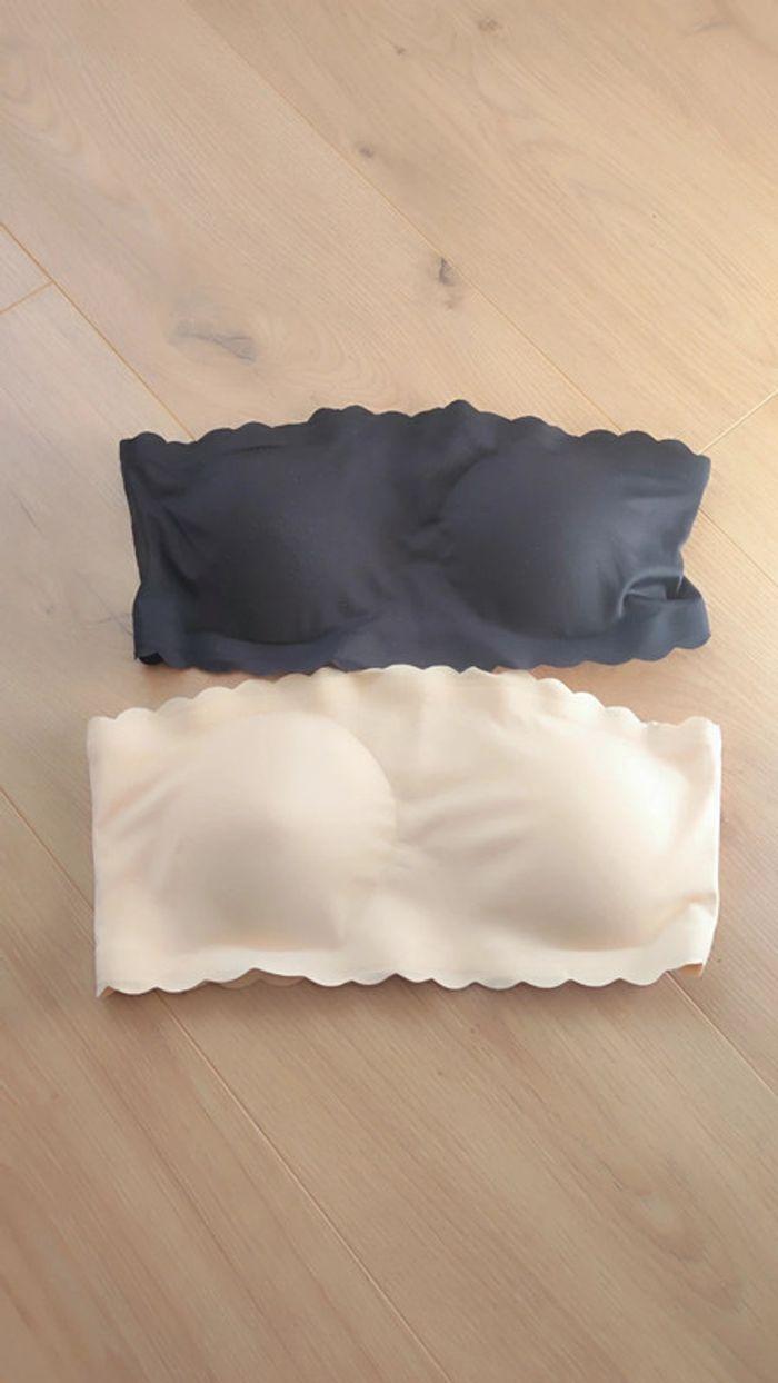 Lot de 2 bustier soutien gorge sans armatures avec coques - photo numéro 1