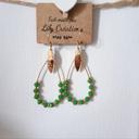 Boucles d'oreilles dorées et perles à facettes vertes LC342