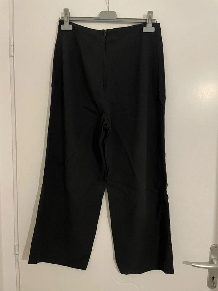 Pantalon fluide noir jambe large 7/8 fermeture éclair briefing galerie Lafayette taille 38 - photo numéro 5