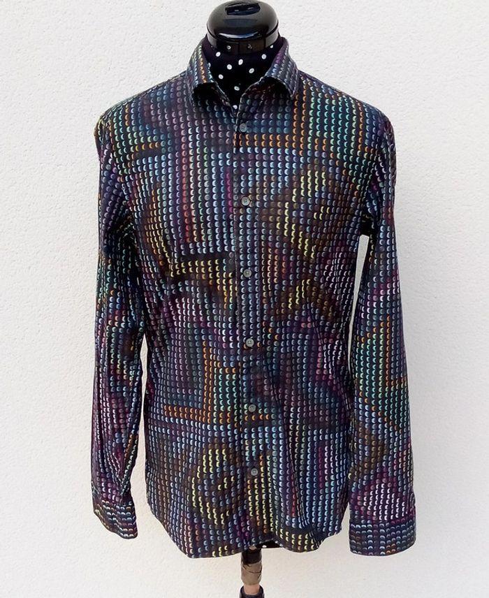 Chemise manches longues multicolore à motifs géométriques Kenzo Slim Fit taille 38 ou S - photo numéro 1