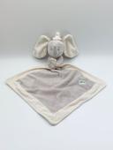 Doudou peluche éléphant Dumbo gris blanc DISNEY NICOTOY mouchoir yeux bleus