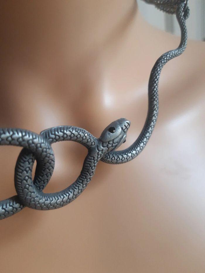 Sautoir collier argenté serpent vintage femme - photo numéro 17