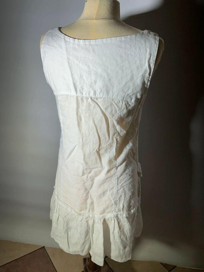 Robe courte blanche en lin - photo numéro 3