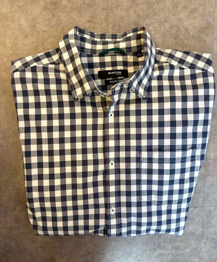 Chemise Burton à carreaux bleus marine et blancs pour homme taille L - photo numéro 5