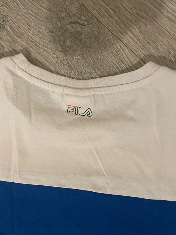 T-shirt à manches courtes col rond rayé blanc rouge bleu fila taille L - photo numéro 7