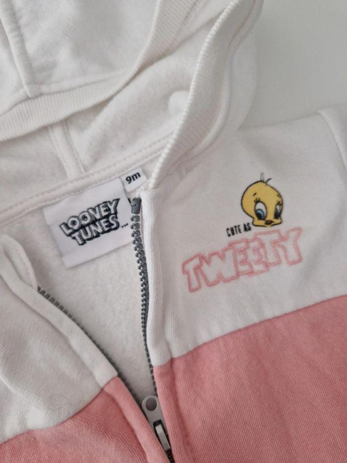 Sweat à capuche rose et blanc Titi Looney Tunes - photo numéro 2