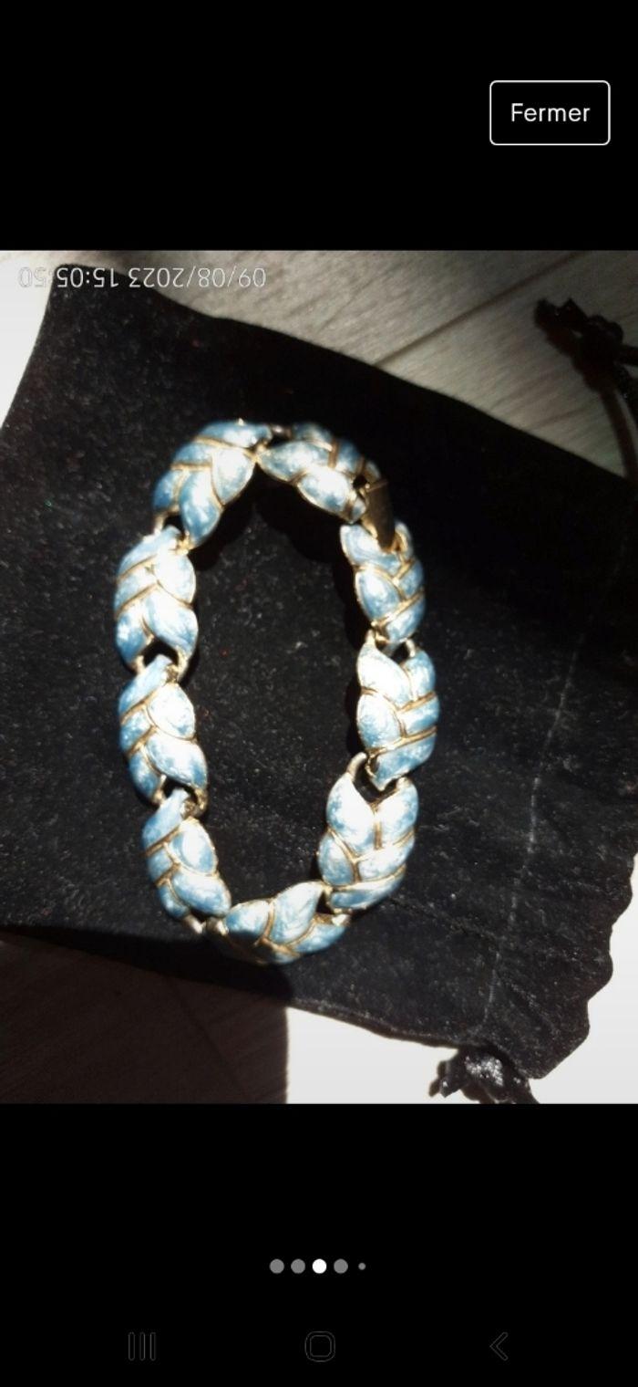 Magnifique bracelet motifs épis bleu nacré - photo numéro 1