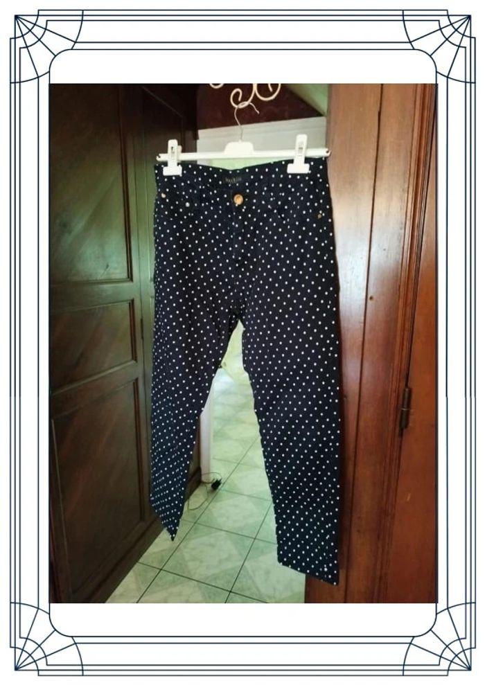 Pantalon jeans noir à pois et diamant taille S/36 - photo numéro 4