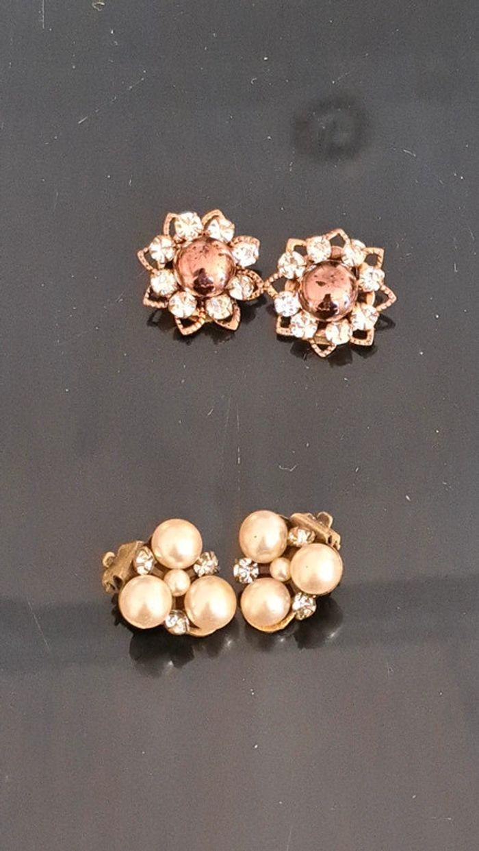 2 paire de boucles d oreilles à clip anciennes - photo numéro 1