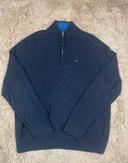 Pull homme 1/4 zip tommy hilfiger noir logo brodé taille xl