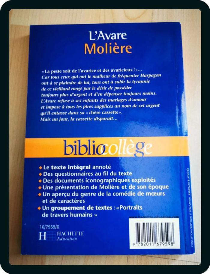 Livre l'Avare de Moliere - photo numéro 2