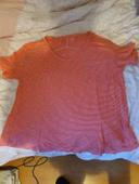 Tee-shirt rayé corail et blanc