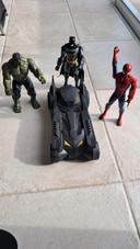 Lot Batman et Batmobile plus Hulk et Spiderman