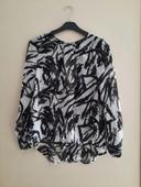 Blouse en voile noire et blanche T 38