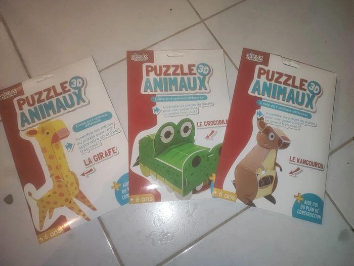 Lot de 3 animaux puzzle 3D - photo numéro 1