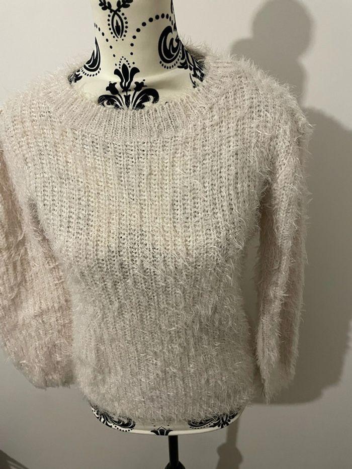 Pull blanc tout doux col rond à manches longues taille 36 - photo numéro 2