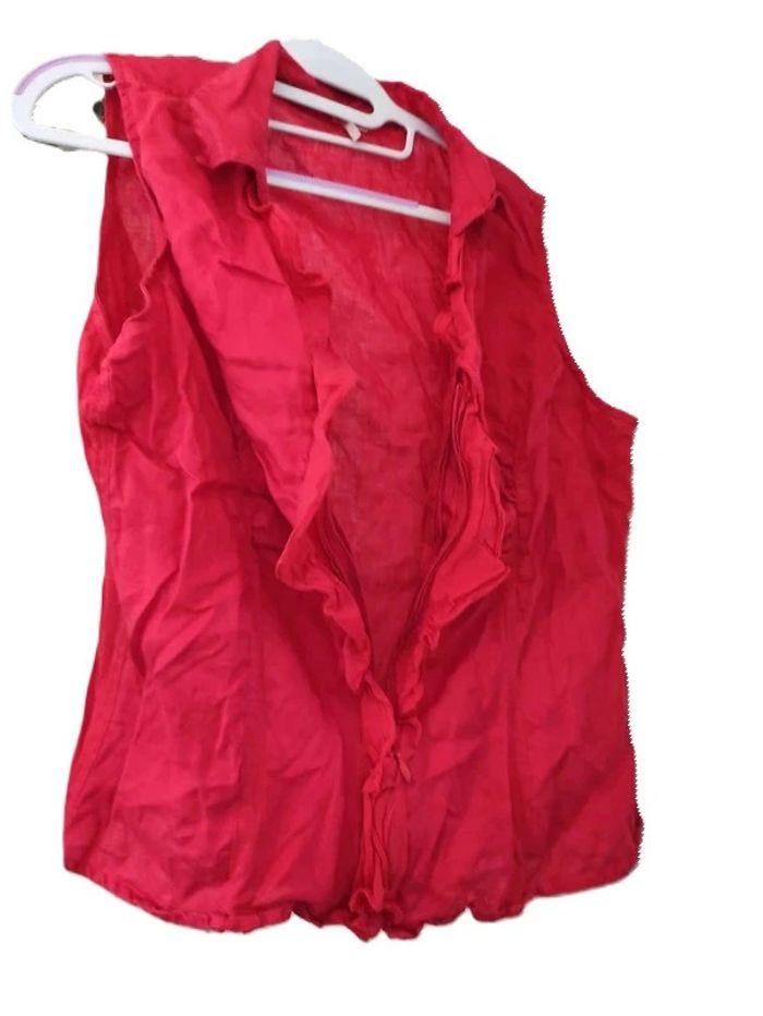 Top rouge boutonné Scottage Taille 3 manches 3/4 T42 - photo numéro 3