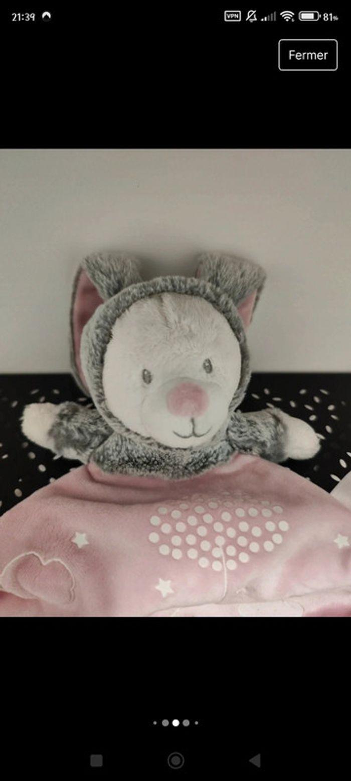 Doudou mouchoir lapin rose - photo numéro 5