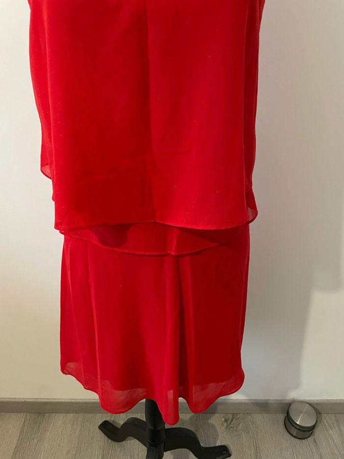 Robe rouge sans manche légèrement pailletée Naf Naf taille S - photo numéro 3