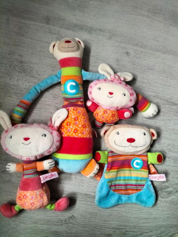 Lot de 4 doudous peluches corolle multicolore - photo numéro 1