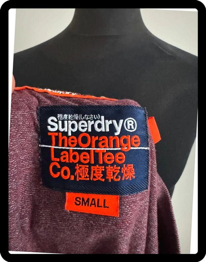 T-Shirt Superdry bordeaux logo noir brodé taille S - photo numéro 4