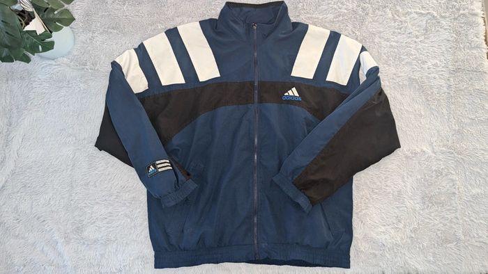 Track jacket Adidas vintage taille F186 Bleu marine, blanc et noir - Authentique - photo numéro 1