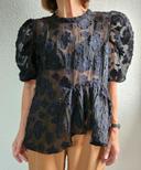 Top transparent dentelle noir et bleu marine Zara S