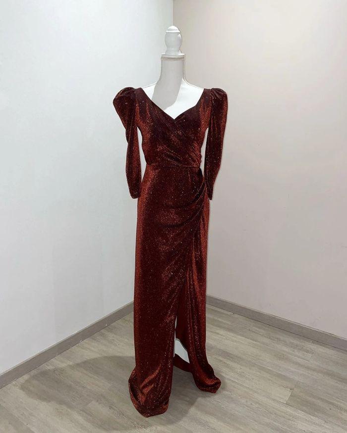 Robe de soirée marron pailleté - photo numéro 1