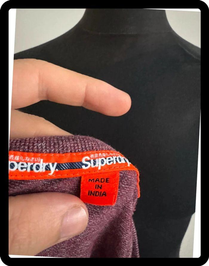 T-Shirt Superdry bordeaux logo noir brodé taille S - photo numéro 5