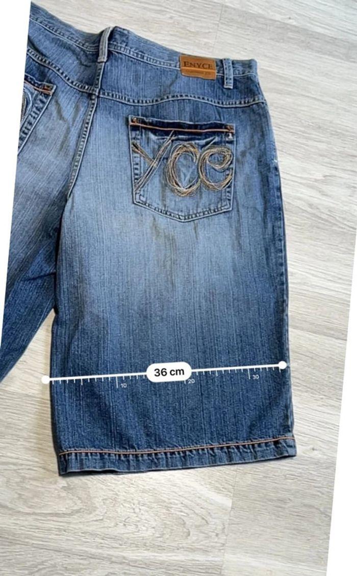 🩳 Short vintage brodé hip hop Enyce en jean Bleu Taille L 🩳 - photo numéro 3