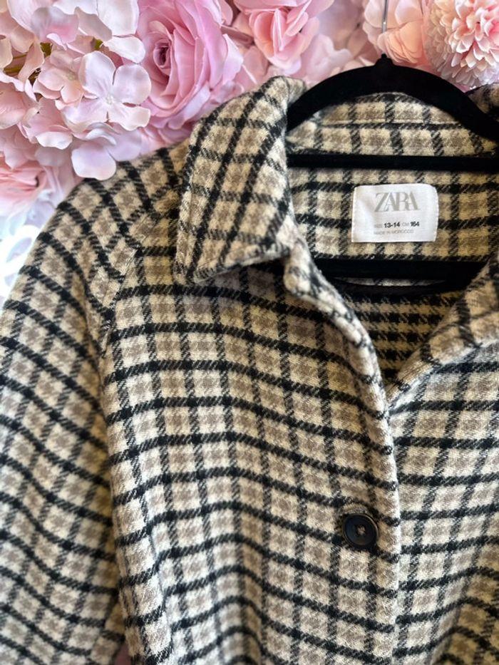 Zara - Taille 34 Manteau à carreaux en laine avec lien ajustable - photo numéro 4