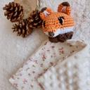 Doudou renard au crochet et en tissus personnalisable