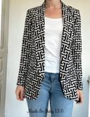 Blazer noir et blanc à motif géométrique – Chic et tendance, taille 36, très bon état 💖