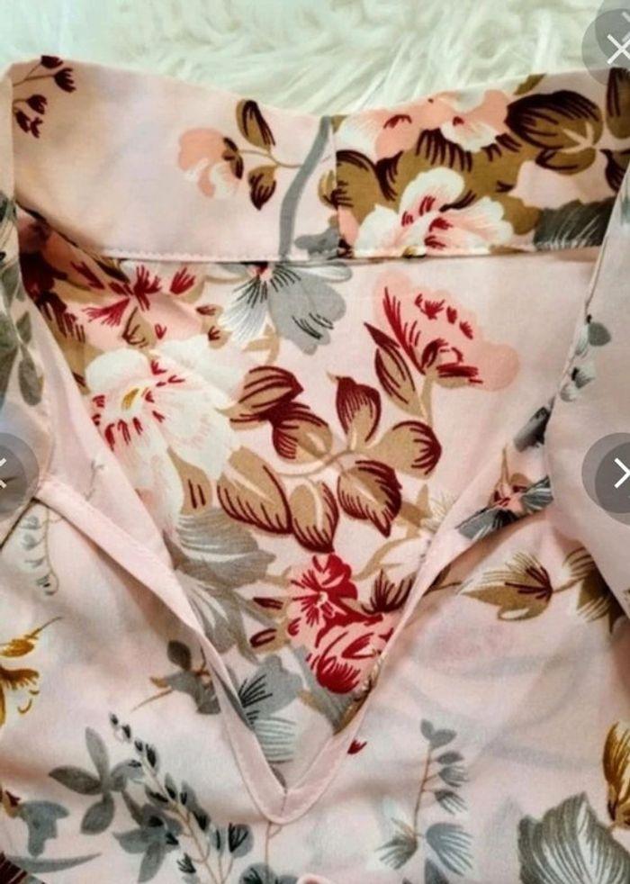 Chemisier fin rose a fleurs printemps automne et soirée femme taille 38 , M 💗 - photo numéro 15