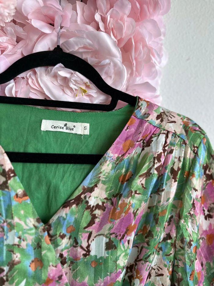 Robe légère t36 à imprimé fleuri rose et vert - Cerise Blue - photo numéro 3