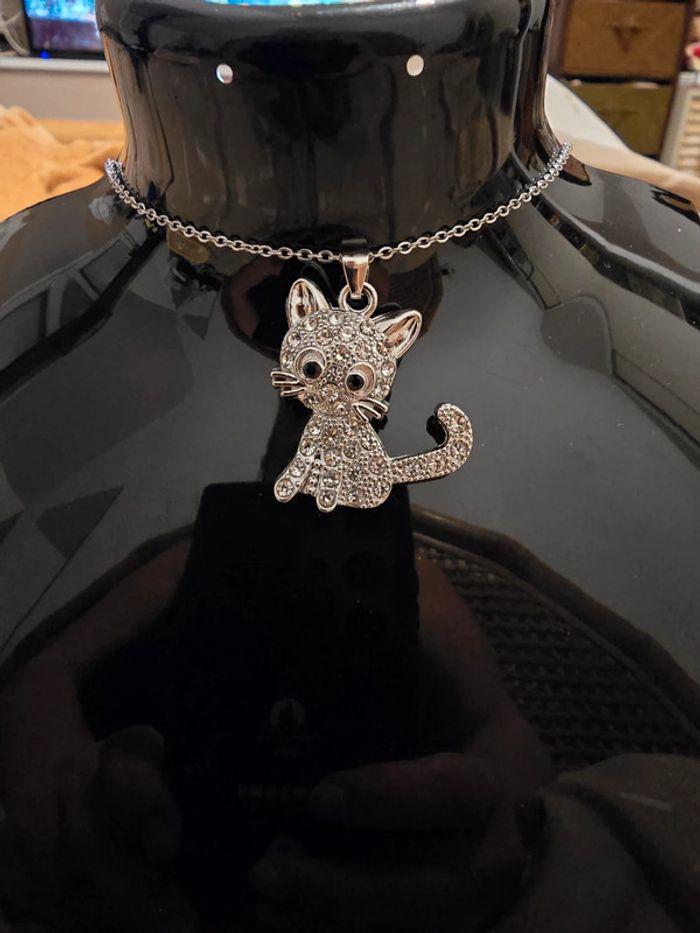 Magnifique collier neuf  acier Pendentif chat en acier inoxydable - photo numéro 3