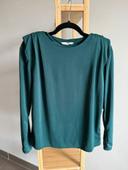 Blouse Mango verte épaulettes Taille S