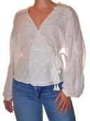 Blouse blanche à nouer taille 34/36 manches longues col V