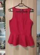 Top blouse peplum rouge avec un volant Mim - Taille S 36