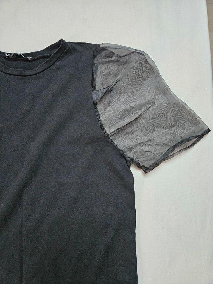 T-shirt noir à manches transparentes Zara M - photo numéro 4